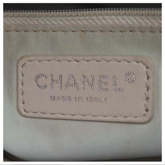 Used] CHANEL Paris Biarritz PM handbag tote bag canvas leather gray ivory/grey - Picture 6 of 16